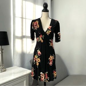 FREE PEOPLE✨ Black Floral Neon Garden Mini Dress💐 -4